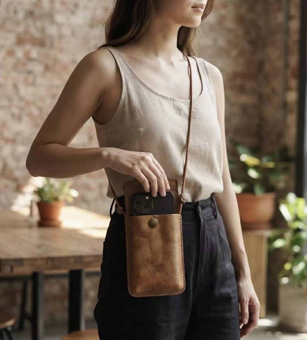 Bolsa Porta-celular transversal em uso